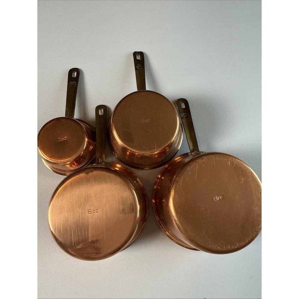 VTG Copper Brass Measuring Cups Set of 4 B&M Douro Made In Korea Rustic Decor